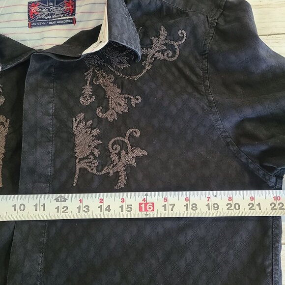 English Laundry Classic Collection Men's Black Flip Cuff L/S Shirt Cotton Large - Picture 7 of 9